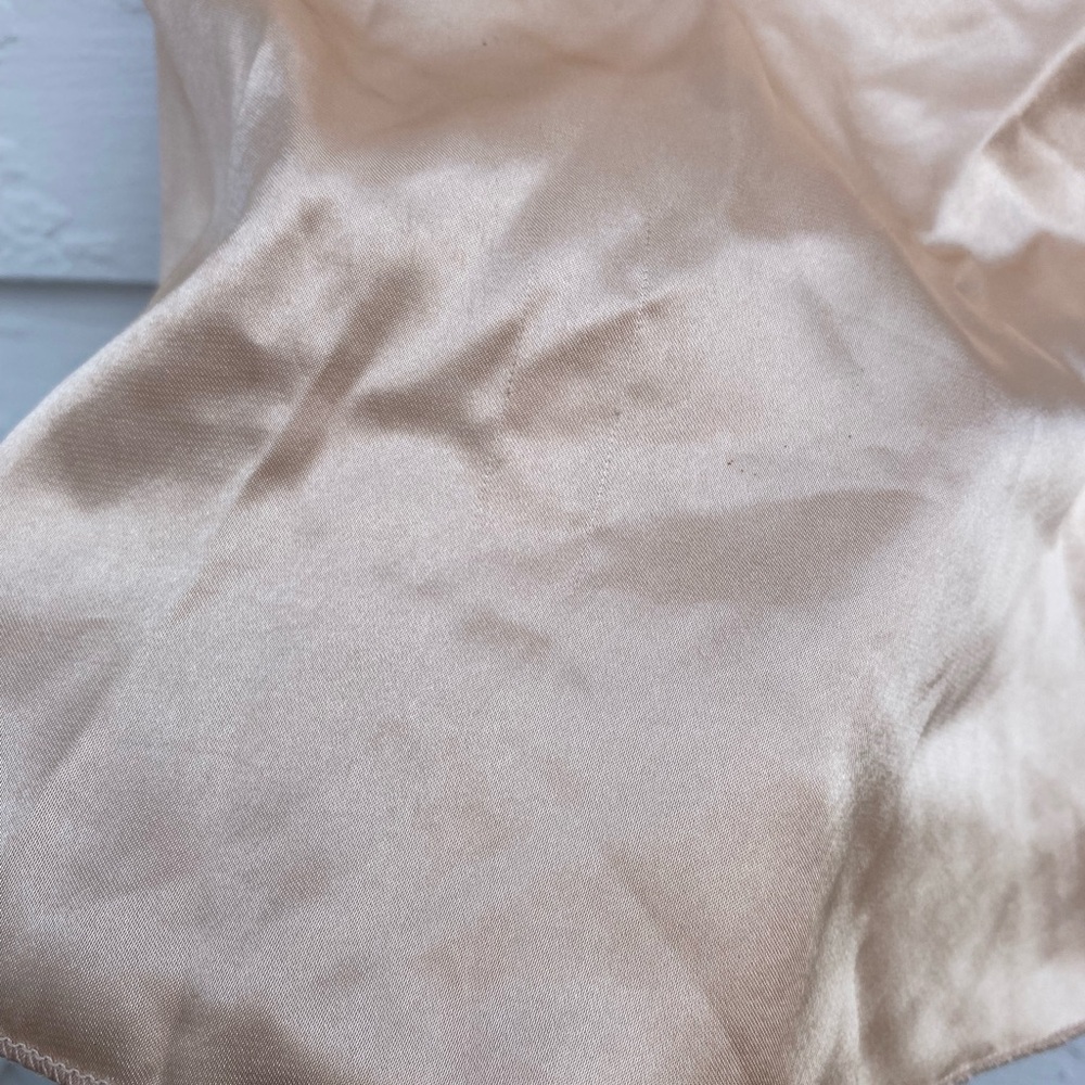 Silk Satin Sleepwear Set in Silky Soft Gold Tank and Shorts - Picture 3 of 8